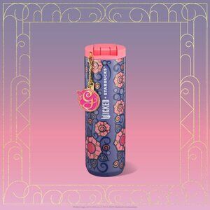2024 Starbucks Wicked Glinda Pink Floral Tumbler & Charm 16oz 011161574